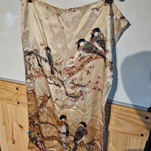 hand-painted silk scarf with birds